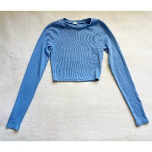 Garage Kimmy Long Sleeve Crewneck Crop Top in Blue | Size S